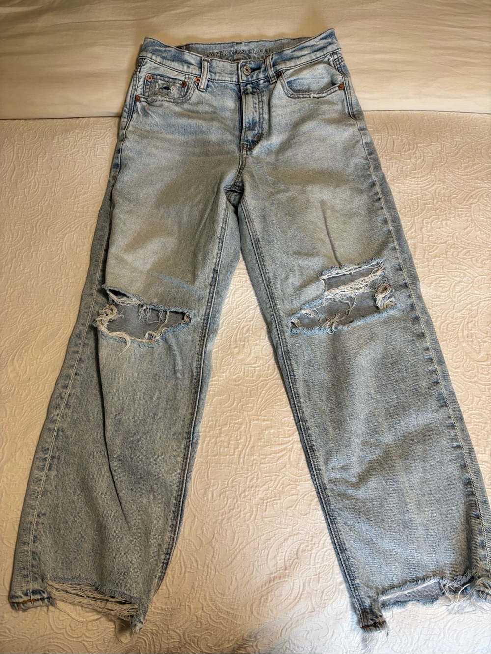 American Age Light Blue Ripped Ankle Jeans